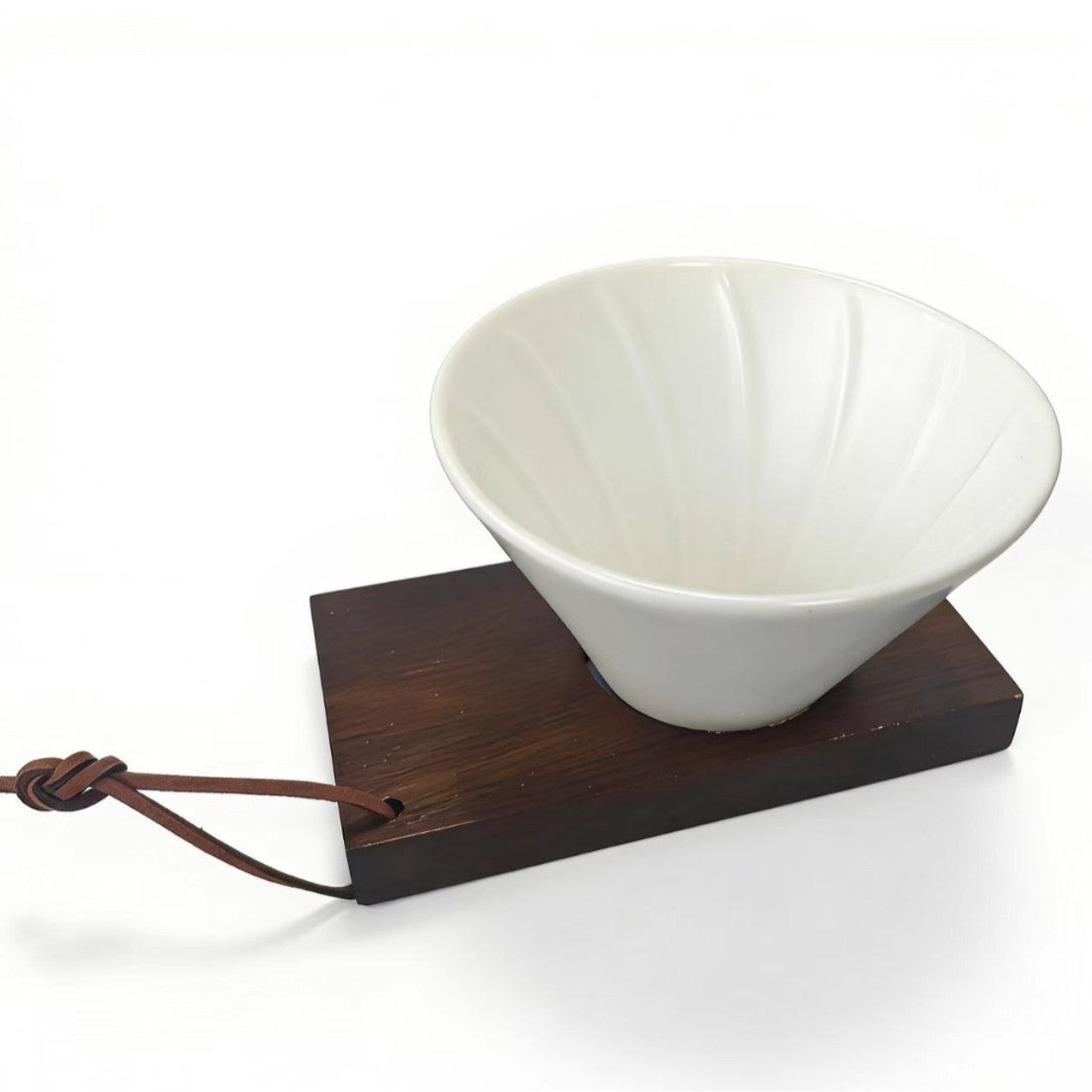 Handcrafted Ceramic V60 Coffee Dripper with Wood Base