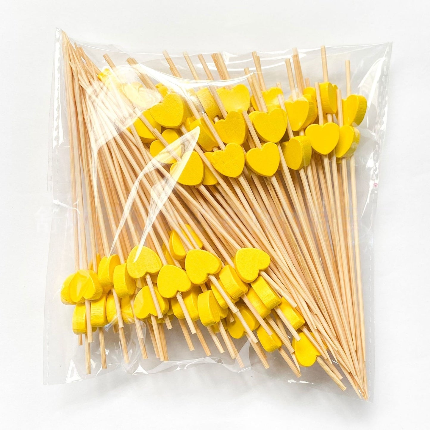 Heart Shaped Bamboo Picks - Romantic Wedding & Event Party Skewers (100 Count)