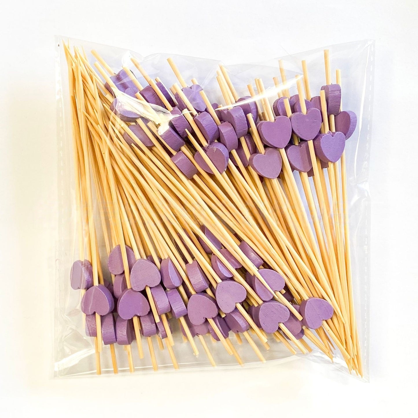 Heart Shaped Bamboo Picks - Romantic Wedding & Event Party Skewers (100 Count)